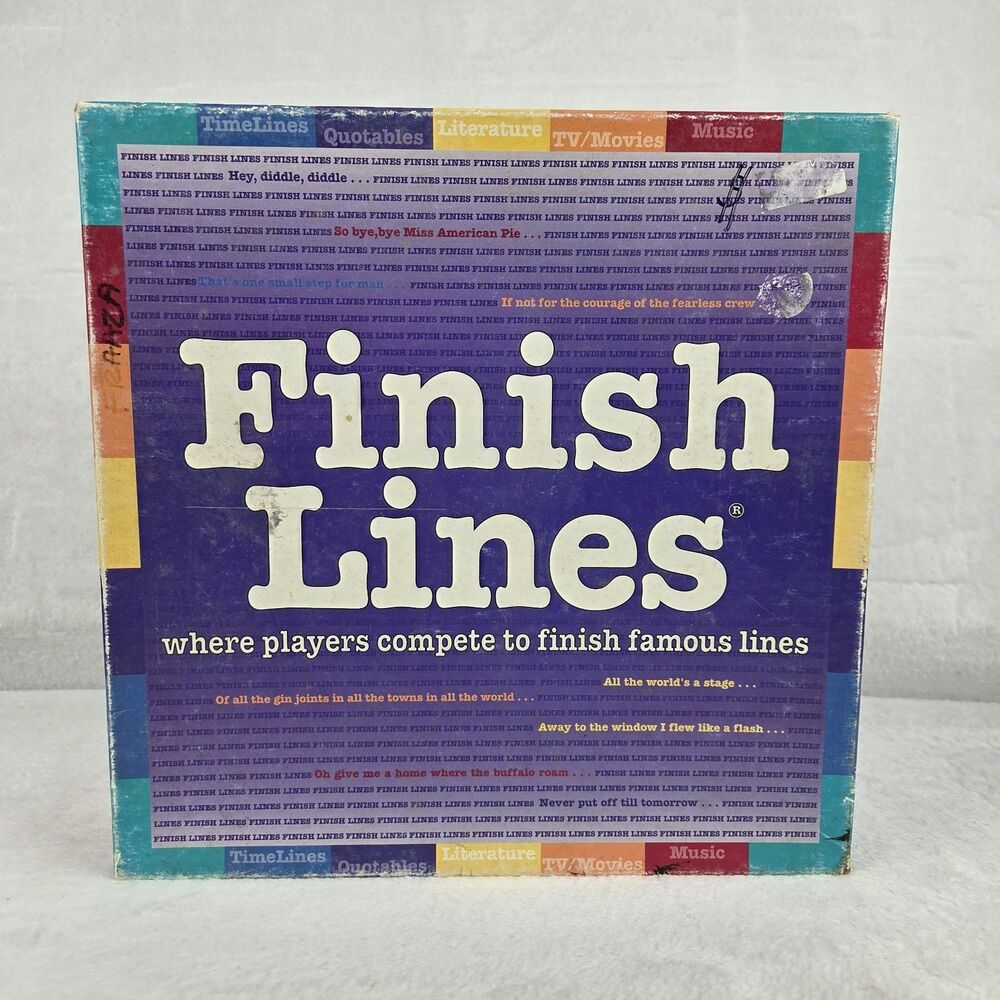 Vintage Finish Lines Board Game 1999 Complete Quote Trivia Party Game
